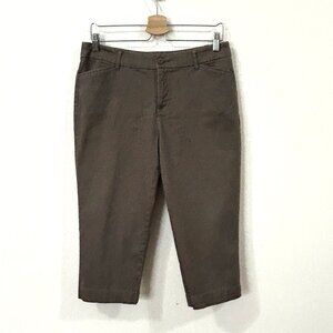 ST JOHNS BAY Womens Sz 10 Capri Pants Brown Stretch Cotton Light Midweight